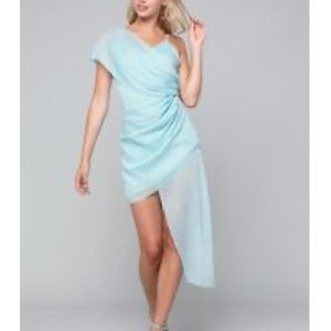 Bebe Asymmetric Draped Dress Aqua 10